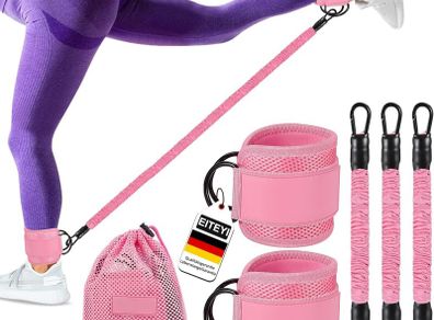 Resistance Bands Set with Cuffs, Ankle Exercise Bands for Leg Butt Training, Legs Resistance Bands with Ankle Strap for Workout, Fitness Equipment for Women & Men, Home Gym Equipment