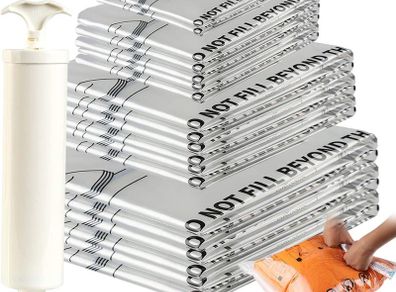 20-Pack of Premium Vacuum Compression Bags with Hand Pump - 2 Travel bags, 2 Small, 6 Medium, 5 Large, 5 Jumbo