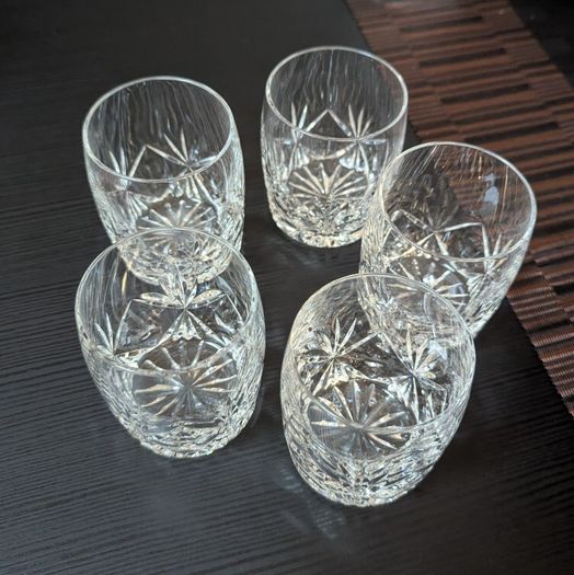 4 small crystal tumbler glasses - matching set