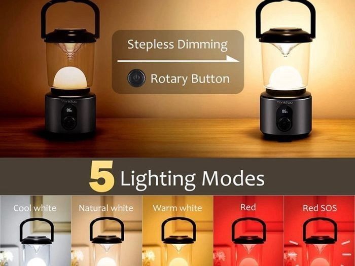 NEW Camping Lights, 10400mAh Camping Lantern USB-C Rechargeable Running 350Hrs, Camping Lamp with LED Screen, 5 Light Modes Waterproof