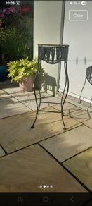 vintage wrought iron and rattan tall plant stand