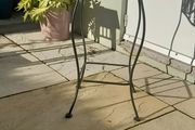 vintage wrought iron and rattan tall plant stand