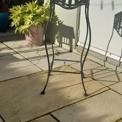 vintage wrought iron and rattan tall plant stand