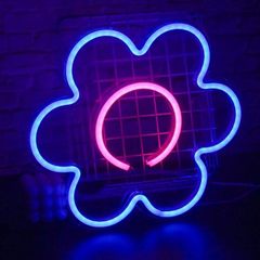 Flower Neon Sign, Pink Blue Sun Flower Neon Lights 13" x 11.8" LED Neon Signs for Wall Decor, Bedroom, Living Room, Bar, Party, Christmas Decorations USB Powered Cool Flower for Kid's Room (FREE POSTAGE)