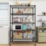 Heavy Duty Garage Shelving Unit - 182.9x91.3x45.7 cm - Adjustable Wire Shelving Unit Storage Shelves with Wheels, 5 Tier, Black Image 3