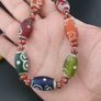 Vintage Venetian Style Handwork Art Glass Beads & Chevron Beads Necklace Image 5