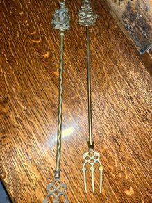 Pair of brass toasting forks