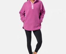 New, Gym Plus Coffee Longline Fleece Pink - Size L (14-16)