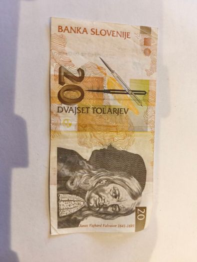 1992 Slovenian 20 Tolarjev Banknote Slovenia Currency Scientist Note Vajkard