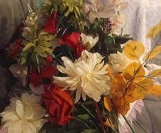 Large bunch of artificial flowers
