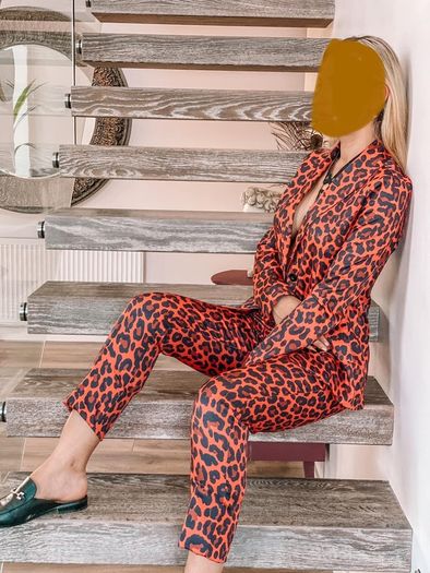 Red suit with pats