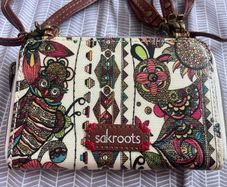Sakroots Artist Circle Crossbody Purse Wristlet Wallet Clutch SPIRIT DESERT OWL