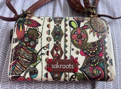 Sakroots Artist Circle Crossbody Purse Wristlet Wallet Clutch SPIRIT DESERT OWL