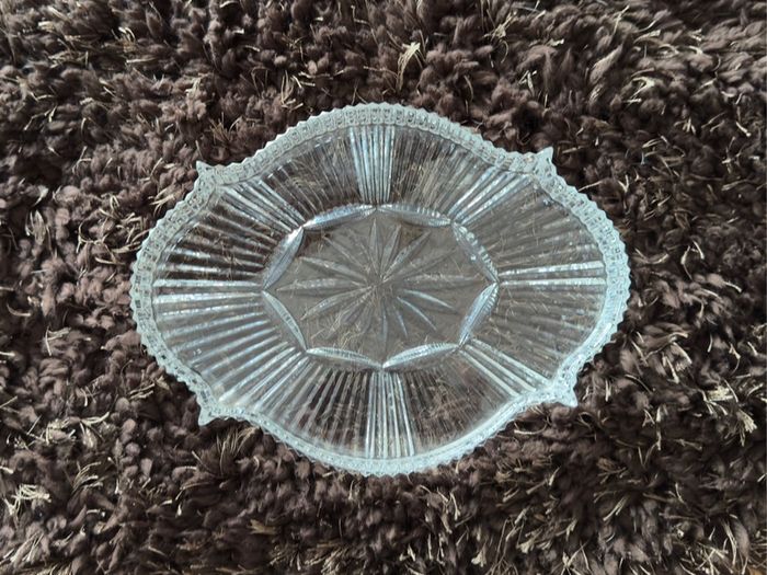 Waterford Crystal Seahorse Scalloped Oval Vanity Dresser Tray Relish Dish