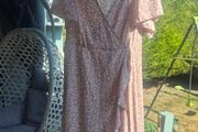 Pink Floral Wrap Dress