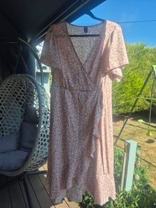 Pink Floral Wrap Dress