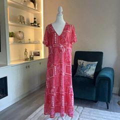 Ladies Pink & White Long Summer Dress from New Look