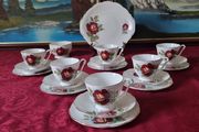 20 Piece Queen Anne Opera Pattern Bone China Gold Gilt Tea Set For 6 Person Setting Made In England