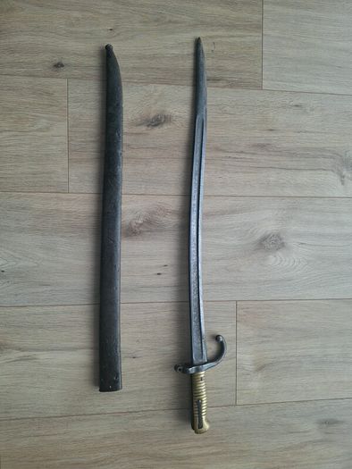German Captured (Beutewaffen) French M1866 Chassepot Bayonet w/ Scabbard