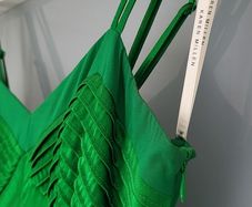 KAREN MILLEN Kelly green 100% Silk ruffle hem midi Sz 8UK - Rrp 209 (New)