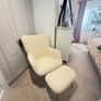 Sheep skin arm chair and foot stool Image 2