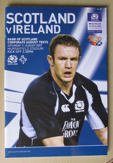 2007 Scotland v Ireland - Rugby World Cup Warm Up Programme
