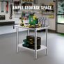 Stainless Steel Prep Table, 900x600x800 mm, 700 lbs Load Capacity, Heavy Duty Metal Worktable with 3 Adjustable Height Levels, Commercial Workstation for Kitchen Garage Restaurant Backyard Image 7