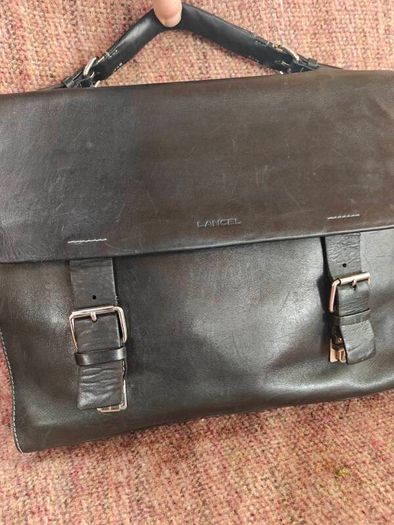 Quality Mens Leather Parisian Lancel Black Satchel Bag