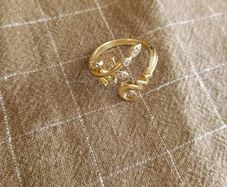Thailand Gold Costume Jewellery Ring with White Stone