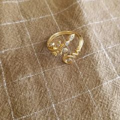 Thailand Gold Costume Jewellery Ring with White Stone