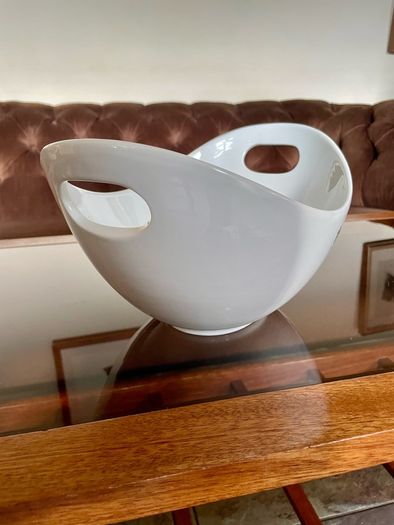 Pristine White Salad Sharing Bowl by Galzone Denmark with Handles