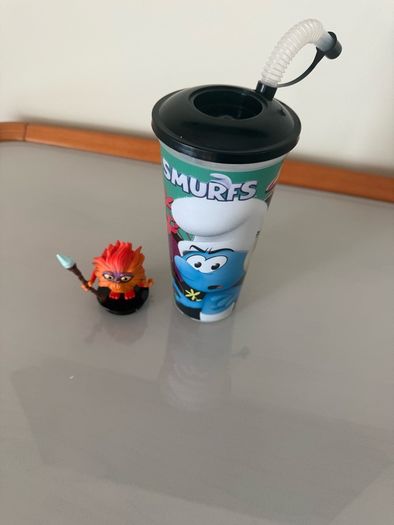 Smurfs Metal popcorn tin and drink cup with straw