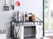 Stable metal microwave shelf, for kitchen organisation