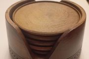 mid century teak coasters