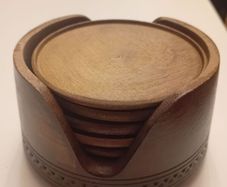 mid century teak coasters