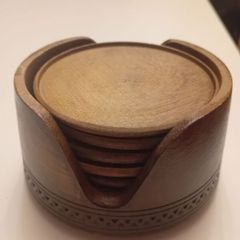 mid century teak coasters