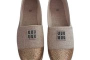 Miu Miu Inspired Linen Platform Espadrilles with Glitter
