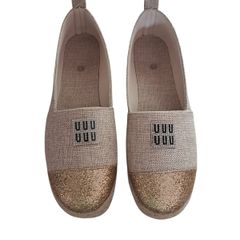Miu Miu Inspired Linen Platform Espadrilles with Glitter