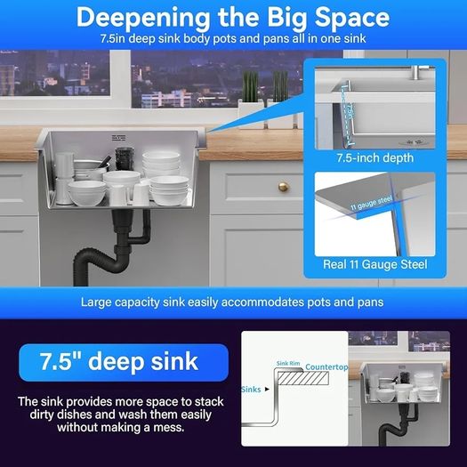 Stainless Steel kitche Sink,50 x 43cm,Inset Kitchen Sink,with Waste Kit,Drain Pipe,Pull-Out Drainer Basket,Suitable for Bathroom,Caravan Travelling