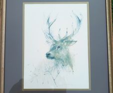 'Royal Stag' Watercolour Signed Mads Stage