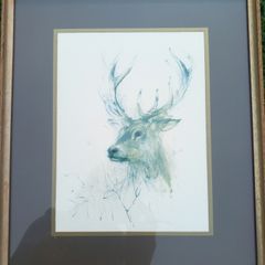'Royal Stag' Watercolour Signed Mads Stage