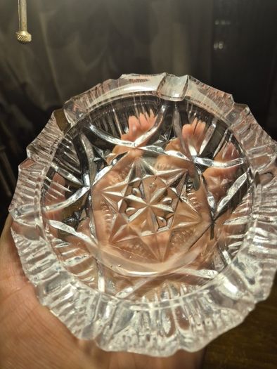 Vintage Heavy Crystal Glass Ashtray