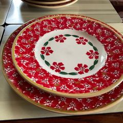 Nicholas Mosse Red lawn first quality set of two new plates , an everyday plate / lunch plate and a dessert plate . Selling as a set