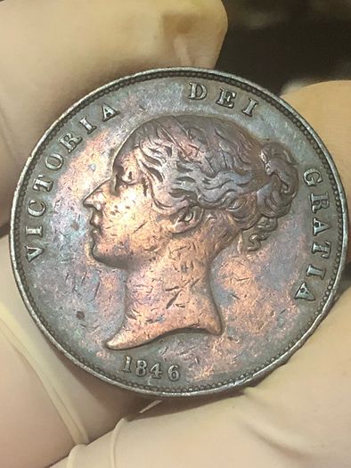 1846 Penny Victoria SCARCE DATE Nice Grade
