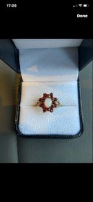 9ct Gold opal and garnet dress ring