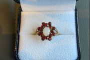 9ct Gold opal and garnet dress ring