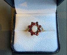 9ct Gold opal and garnet dress ring