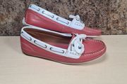 womens SEBAGO BALA BOAT shoes flats driving loafers salmon white Size UK 5 W EU 38 W