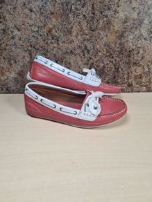 womens SEBAGO BALA BOAT shoes flats driving loafers salmon white Size UK 5 W EU 38 W