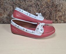 womens SEBAGO BALA BOAT shoes flats driving loafers salmon white Size UK 5 W EU 38 W